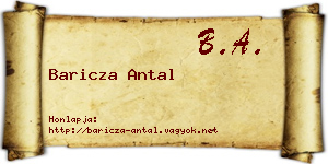 Baricza Antal névjegykártya